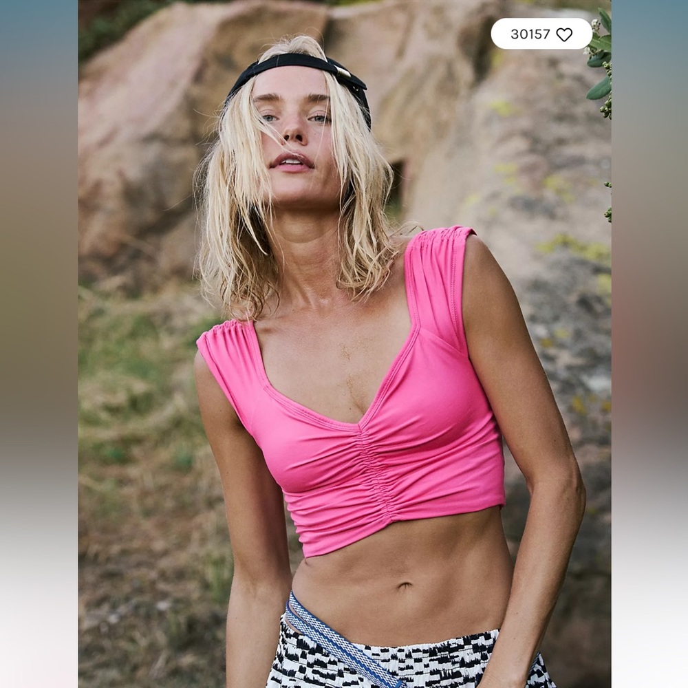 NEW Free People Breathe Deeper Pink Workout crop top Azeala Women size Large